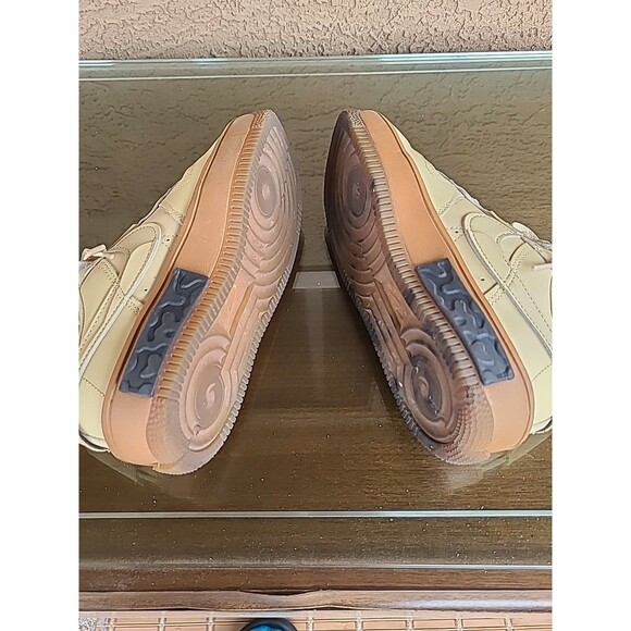 Nike Air Force 1 React Fontanka Khaki Leather Unisex Women 6.5 Casual Streetwear - Picture 8 of 10